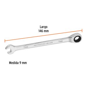 Llave Mixta con Ratchet 9mm x 146mm largo, Expert