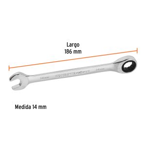 Llave Mixta con Ratchet 14mm x 186mm largo, Expert