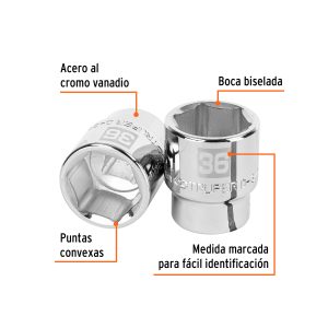 Dado Hexagonal de 36mm, 6 puntas, encaste 3/4″
